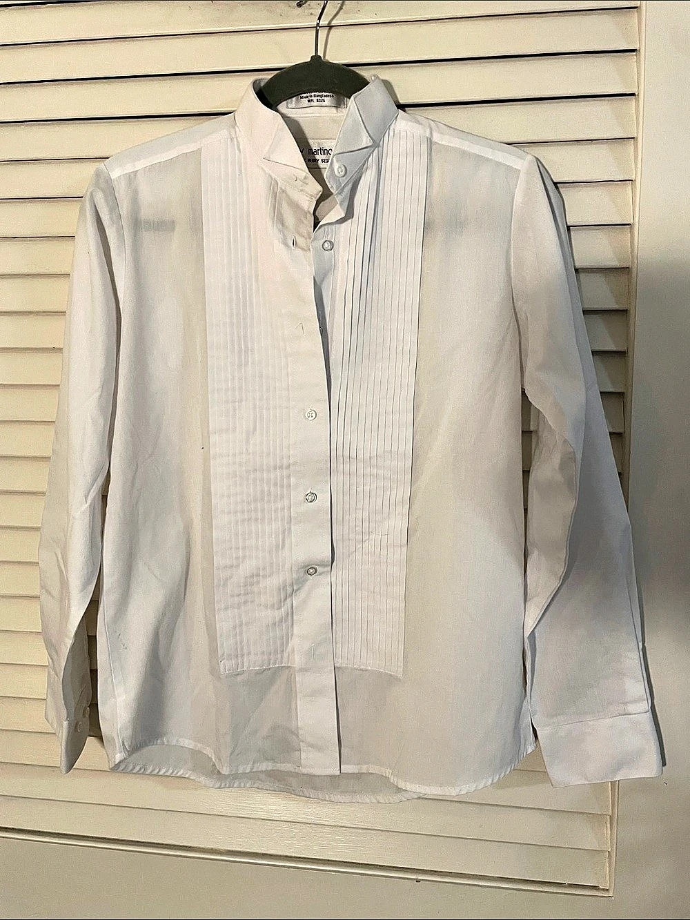 Vintage Lady Martino Henry Segal Women's White Tuxedo Shirt Pleated Bib, Wing Ti
